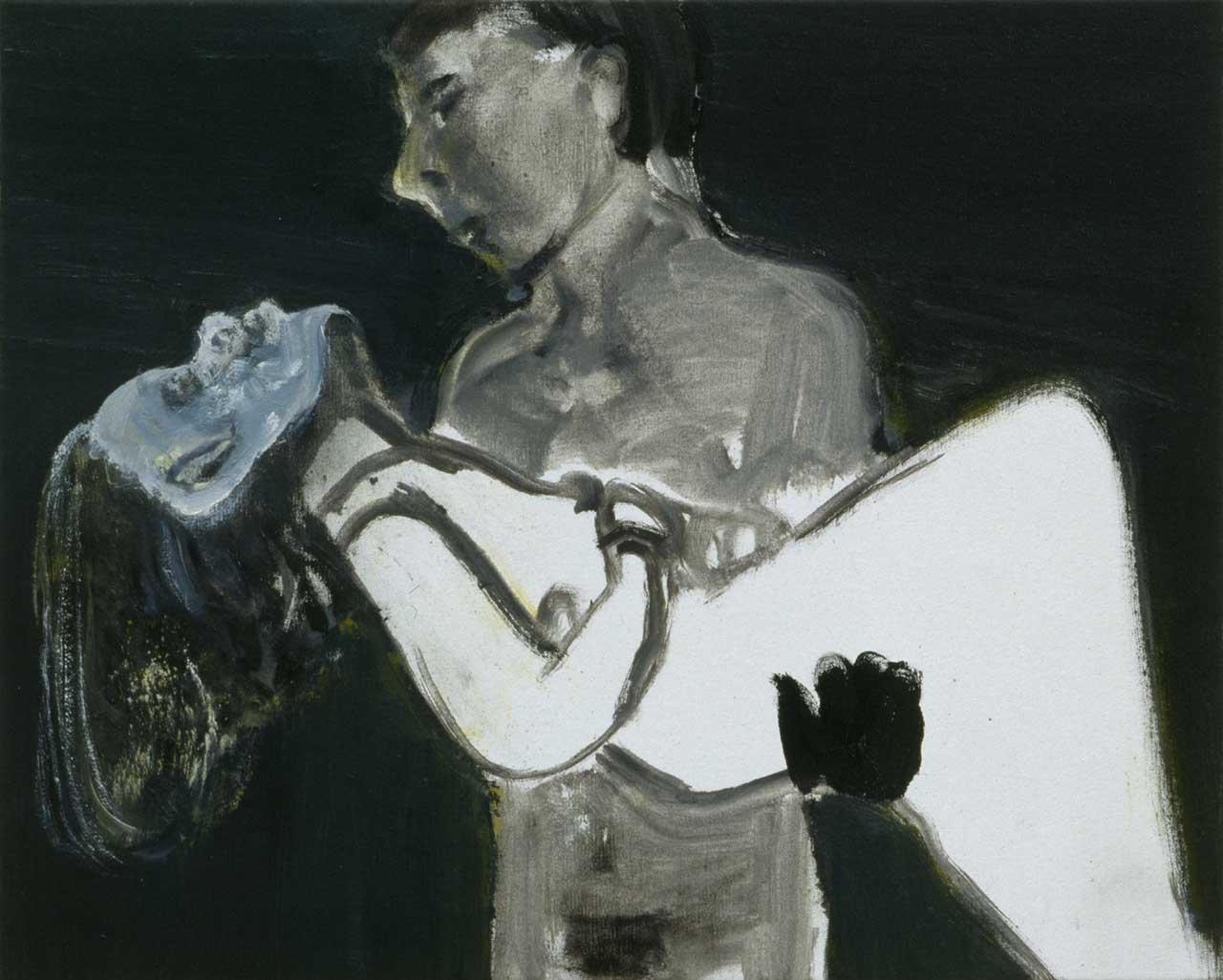 Marlene Dumas, "The Image as Burden" (1993), oil on canvas, 40 x 50 cm, private collection, Belgium (© Marlene Dumas, photo by Peter Cox) (click to enlarge)