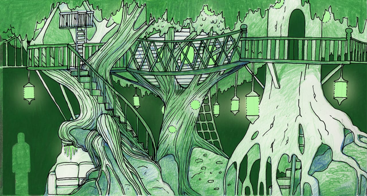 Treehouses concept art by Caity Kennedy