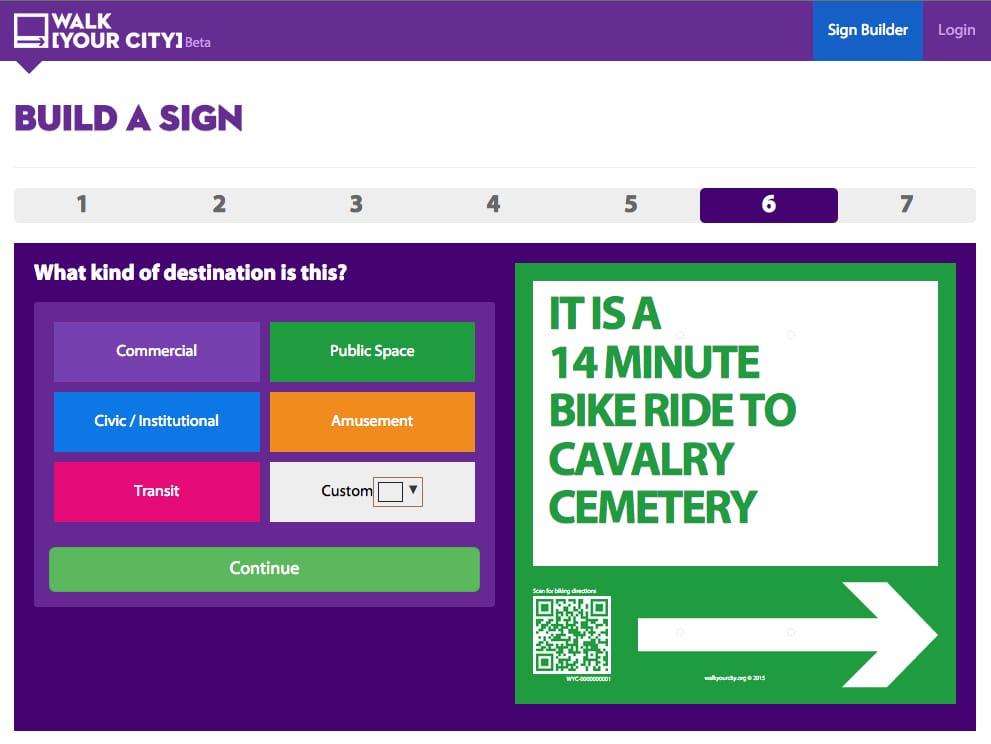 Designing a hypothetical Walk [Your City] sign from the Hyperallergic office in Williamsburg (screenshot by the author for Hyperallergic)