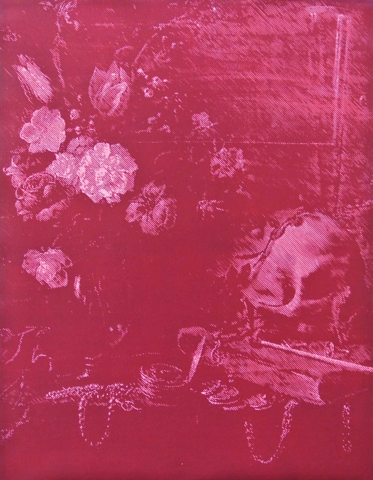 Katsutoshi Yuasa, Death of Love #1, 2014. Oil-based and water-based woodcut on paper, 65.5 X 50.5  cm. Yuki-Sis. Image courtesy of Yuki-Sis. 