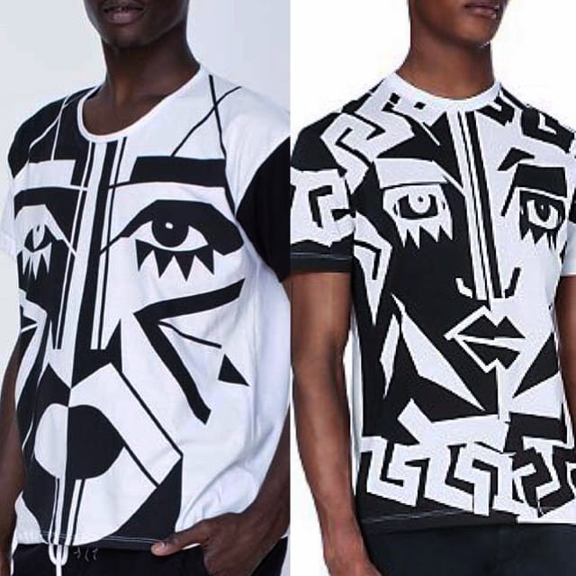 Kesh's American Apparel design (left) and Versace's shirt (right) (photo by Kesh/Instagram)