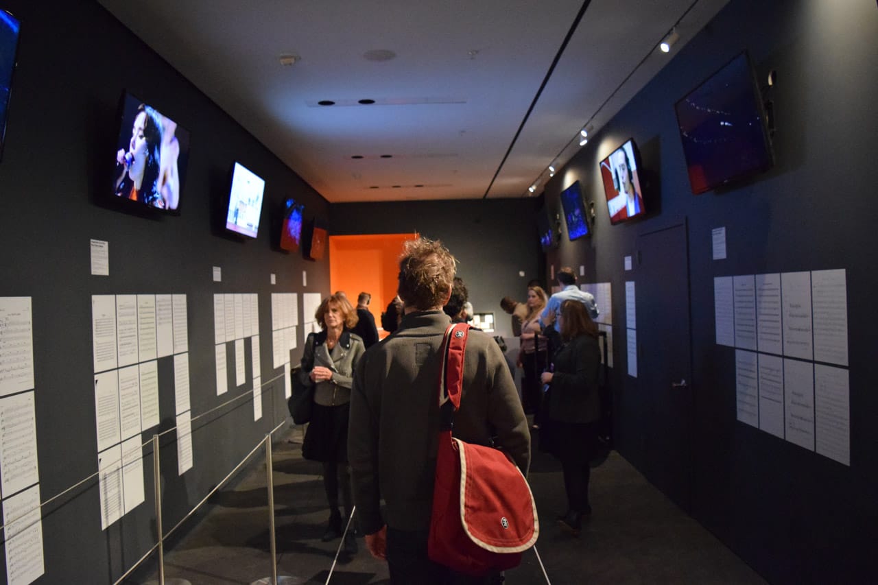The entrance to "Songlines" (photo by Benjamin Sutton/Hyperallergic) 