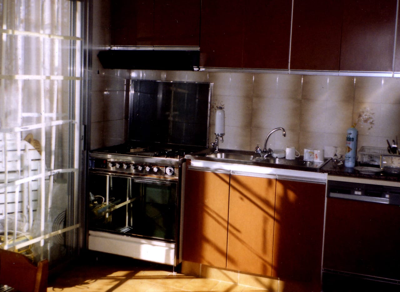 Elie Kazan's photo that inspired Helene Kazan's "Masking Tape Intervention: Lebanon 1989" (1989)