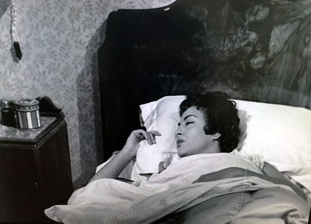 From the original scene of Lina in bed, which is referenced in Clements' art work. (image by the author for Hyperallergic)