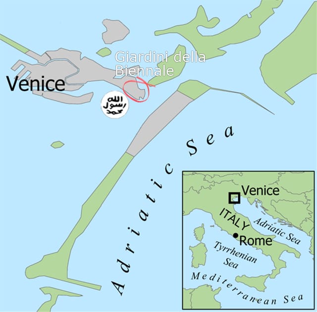 Location of ISIS's Venice Biennale barge