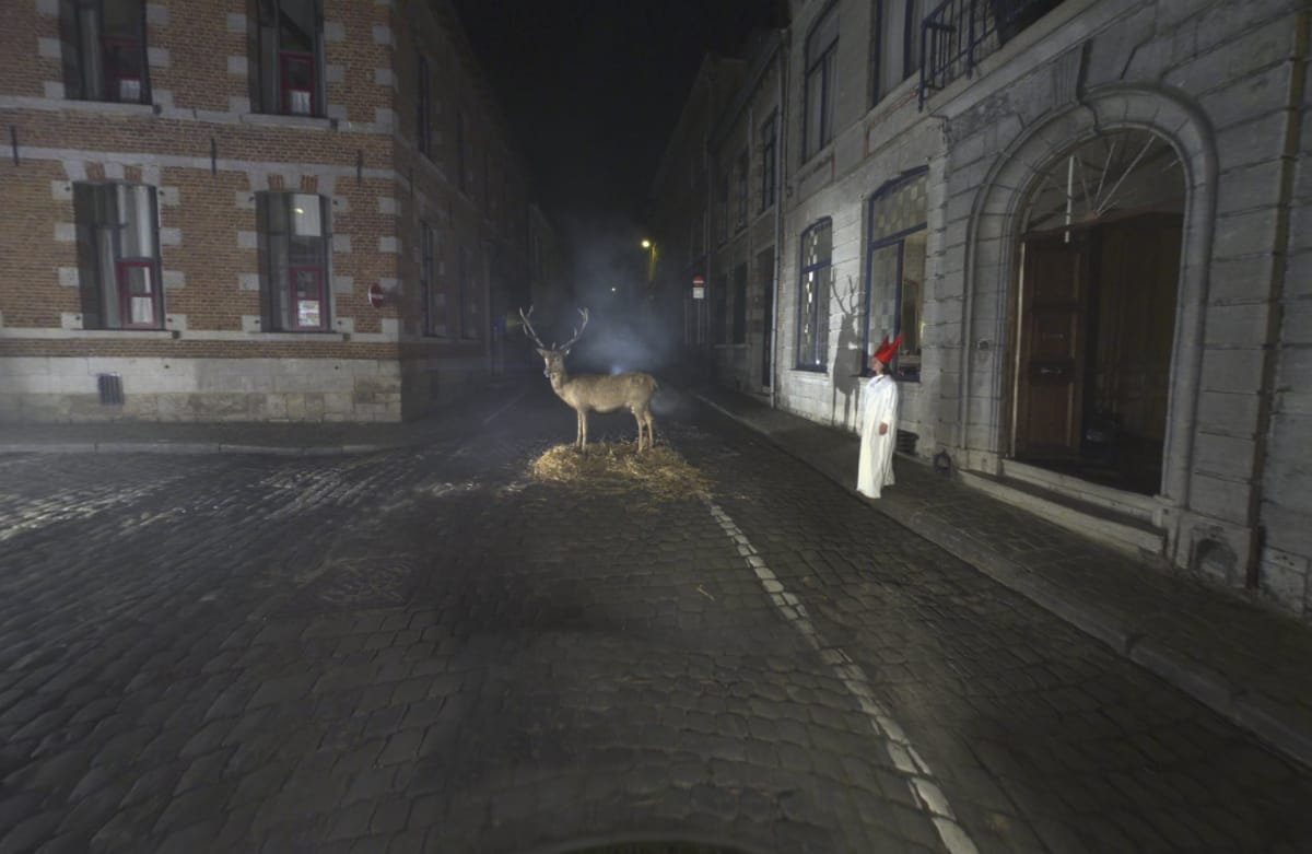 A curious scene on Rue de la Biche (Doe Street) in 'Mons Street Review'