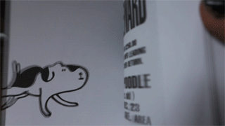 Selection of the flip drawing in 'Lost' by Ian Phillips (GIF by the author for Hyperallergic)