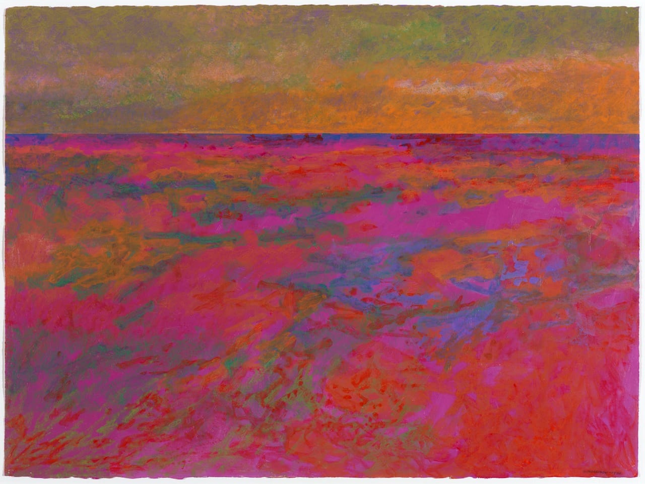 Spirit Path, New Day, Red Rock Variation: Lake Superior Landscape 1990, acrylic and pastel on paper, 22 1/2x 30 1/8 in.  Collection Minnesota Museum of American Art 