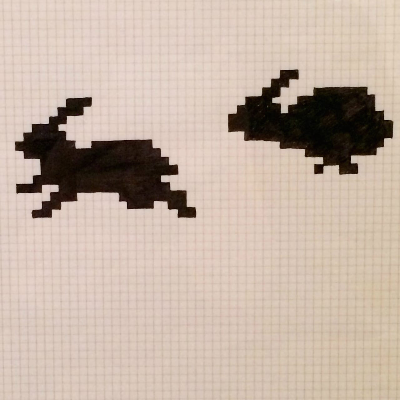 Susan Kare, "Sketches for Graphic User Interface Icon" (1982), ink on graph paper (gift of the designer, 2015, photo by the author for Hyperallergic)