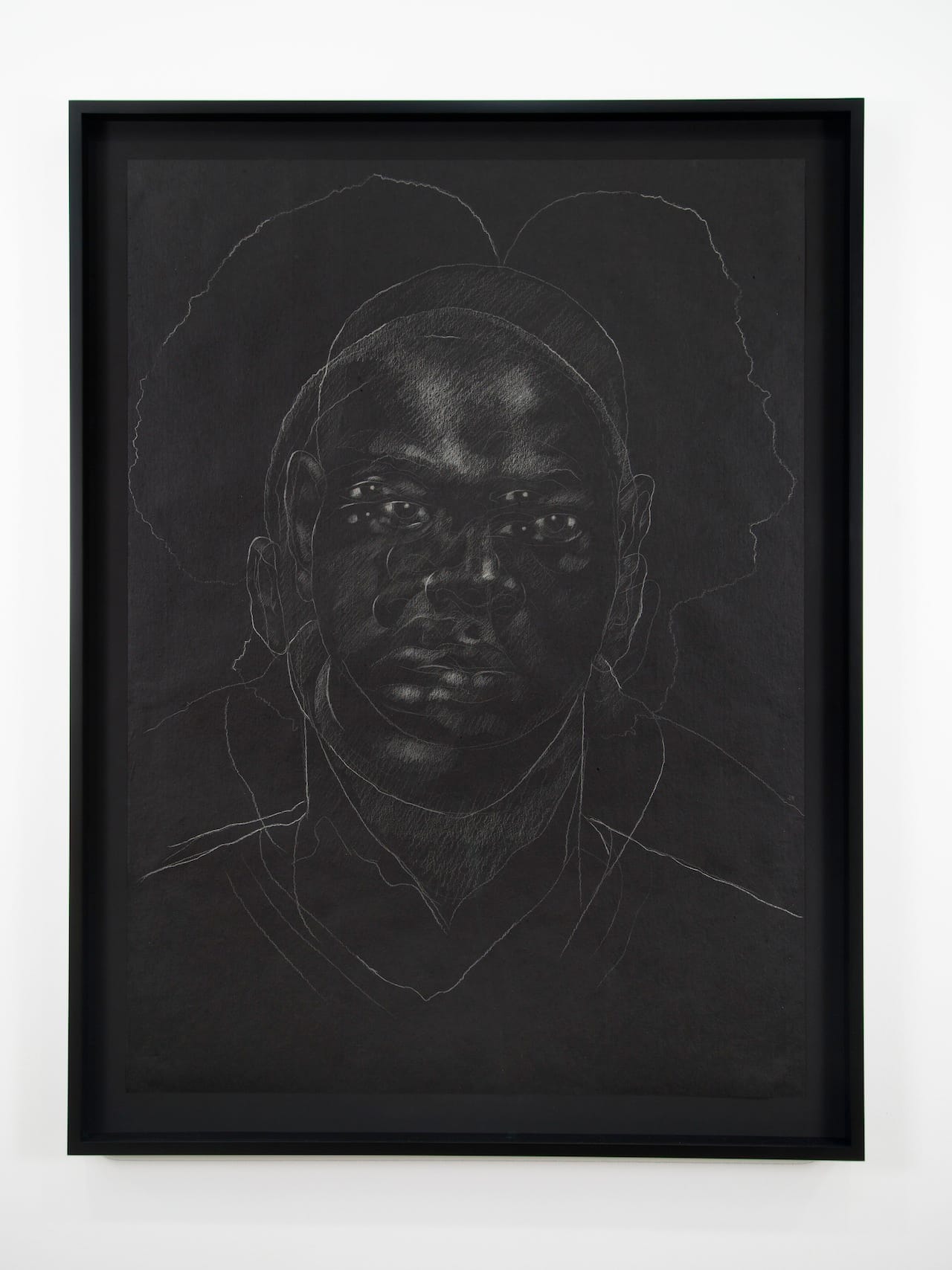 Titus Kaphar, "The Jerome Project (Asphalt and Chalk) II" (2014), chalk on asphalt paper, 49 x 35 1/2 inches, ©Titus Kaphar.  (image courtesy of the artist and Jack Shainman Gallery, New York)