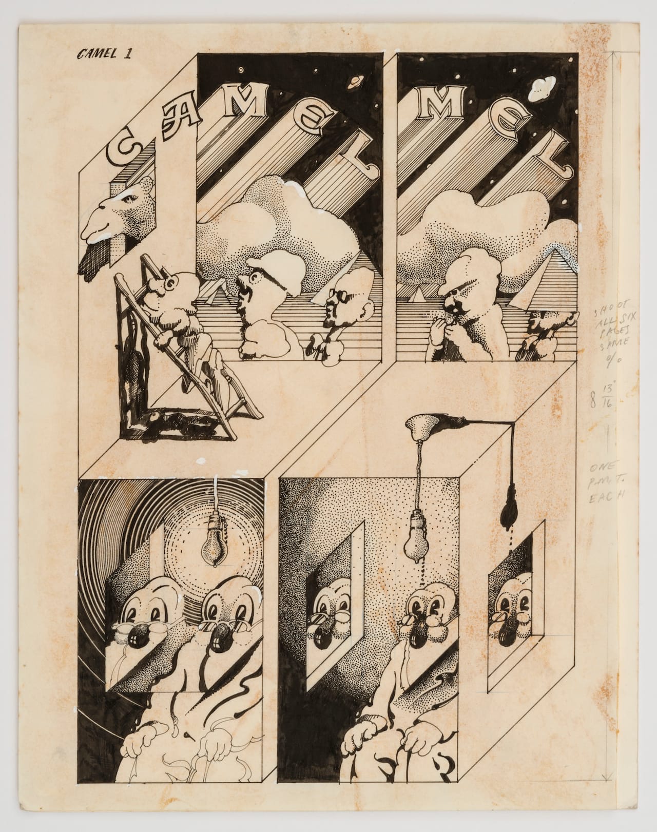 Victor Moscoso_ Camel, (Zap Comix No. 2), [set of 2], 1968 Ink on paper 14 x 11 inches (35.6 x 27.9 cm) Inv #VM7431A