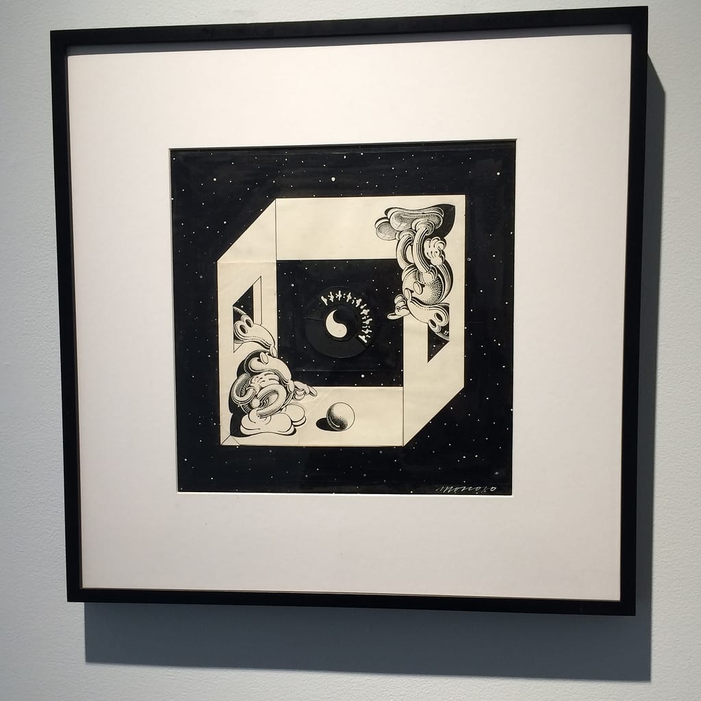 Installation view of Victor Moscoso's 'Psychedelic Drawings, 1967-1982' at Andrew Edlin Gallery (photo by the author for Hyperallergic)