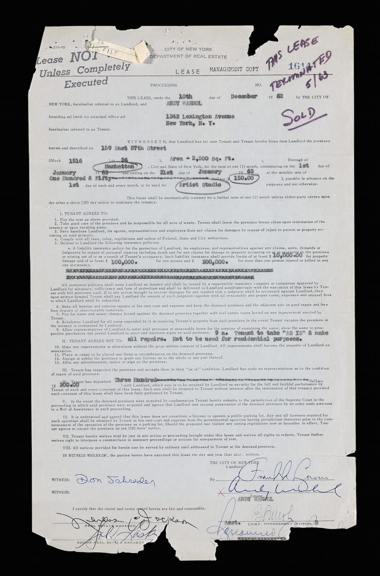 Warhol’s First Studio Lease