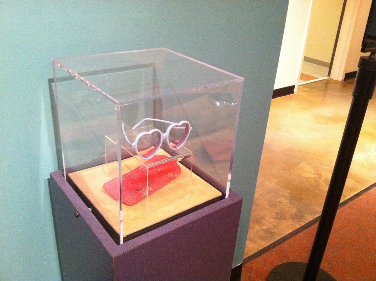 Elton John's glasses in their display case at the Rock 'n' Soul Museum (photo via Facebook)