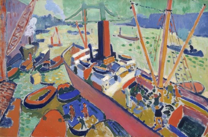 The original "The Pool of London" (1906) painting by André Derain.