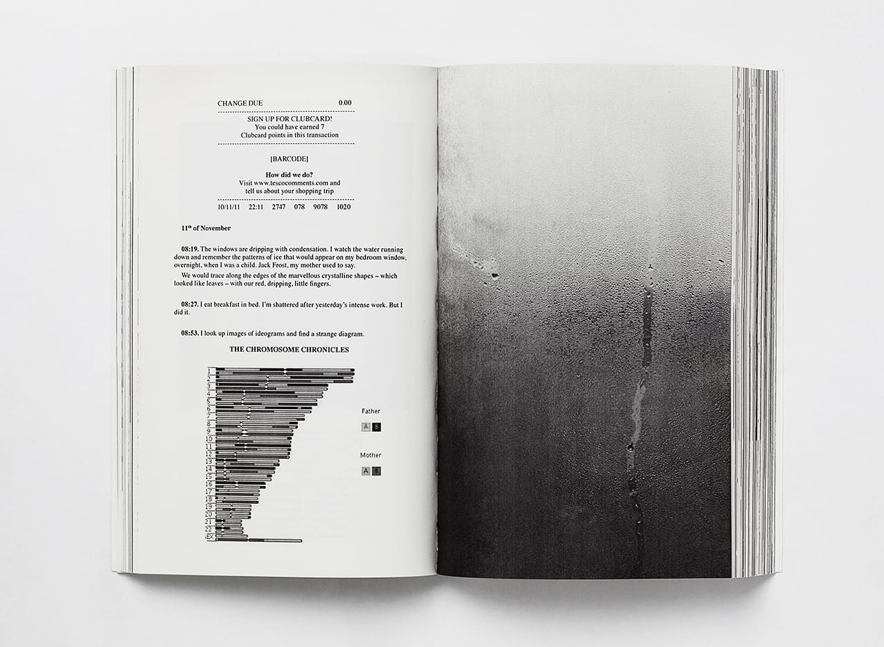 Susan Morris, "Spread from the 'Diary Project' (a work in progress)", 2011-current, Paperback book, 13 x 21 cm, One of a planned set of 12 books (7 completed)