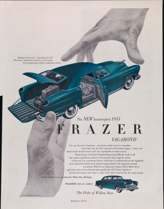 1010_Everything is Design_Paul Rand_Courtesy of Museum of City of NYKaiser Frazer ad1951document Private CollectionAdvertisement for Frazer cars designed by Paul Rand.