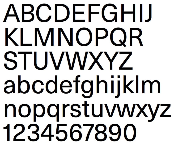 Neue Haas Unica character set (courtesy Monotype)