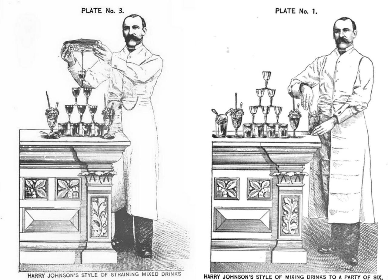 Illustrations in 'The New and Improved Illustrated Bartenders' Manual; Or: How to Mix Drinks of the Present Style' by Harry Johnson (1888) (via Google Books)