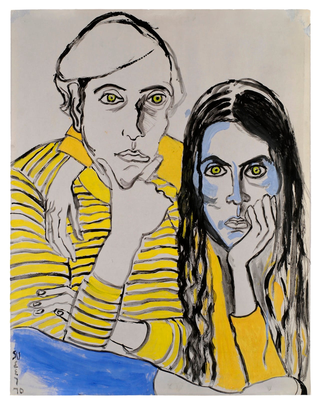 Alice Neel Hartley and Ginny, 1970 Acrylic on cardboard 28 1/4 x 22 inches (71.8 x 55.9 cm) © The Estate of Alice Neel Courtesy David Zwirner, New York/London
