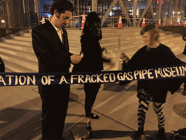 The ceremonial ribbon cutting by Frida Kahlo of Guerrilla Girls.