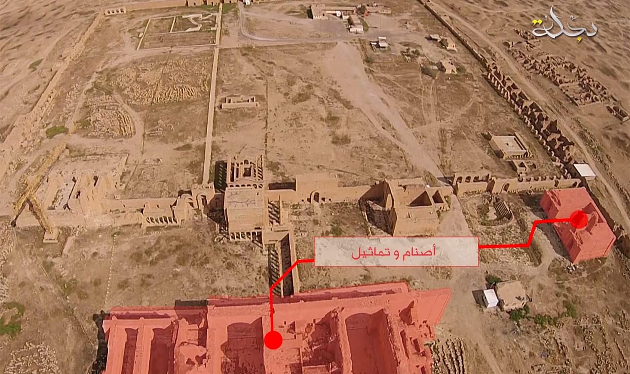 An aerial image from ISIS's video (all YouTube screenshots by the author)