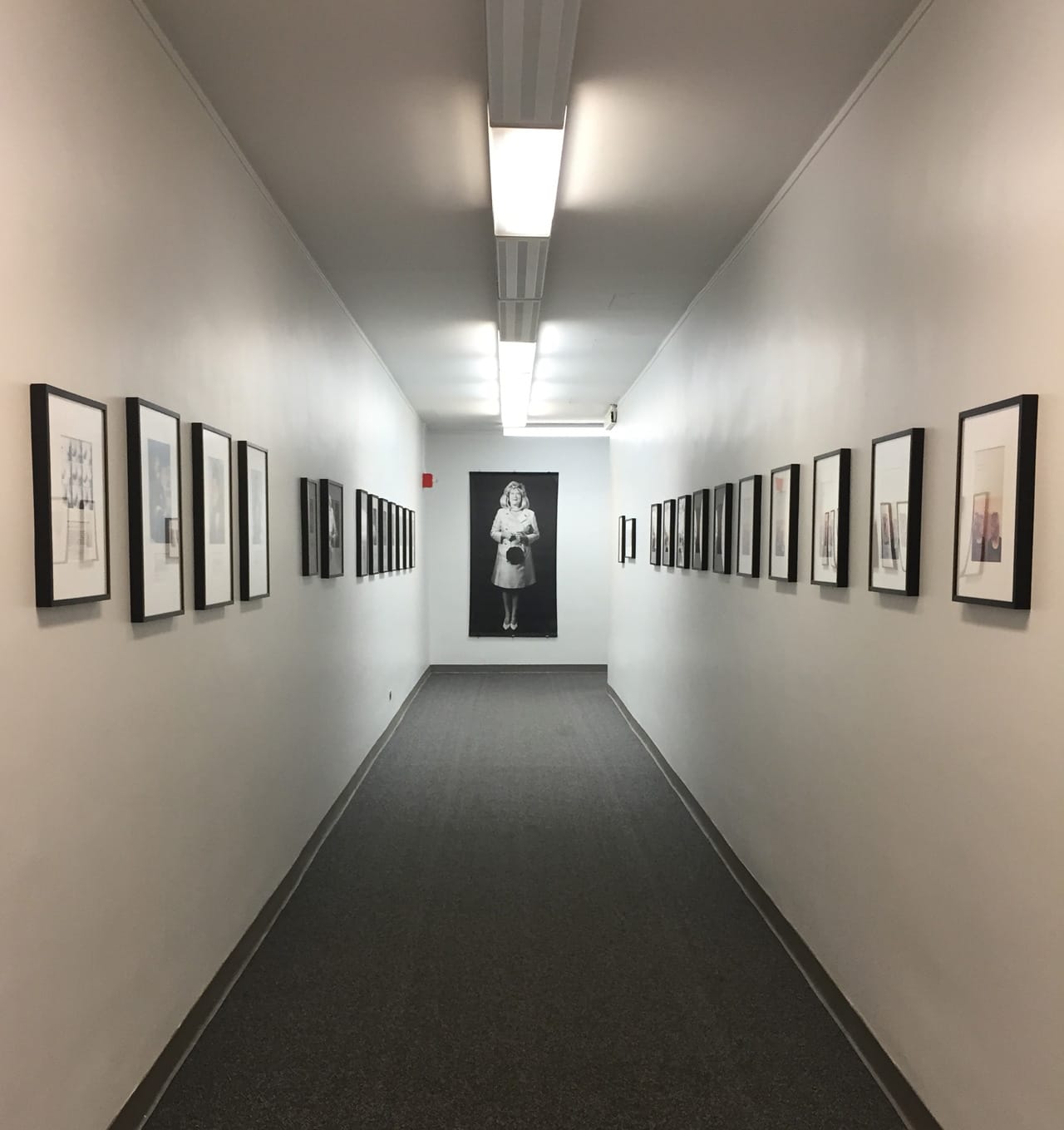 Hallway entrance to Martha Wilson: Downtown exhibit at the Fales Library, 2015. (All photos by author for Hyperallergic)