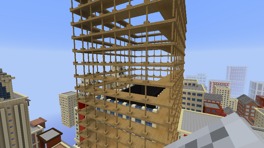 Another view inside the Minecrafter version of Christopher Richard Wynne Nevinson’s "The Soul of the Soulless City (‘New York - an Abstraction’)" (1920)