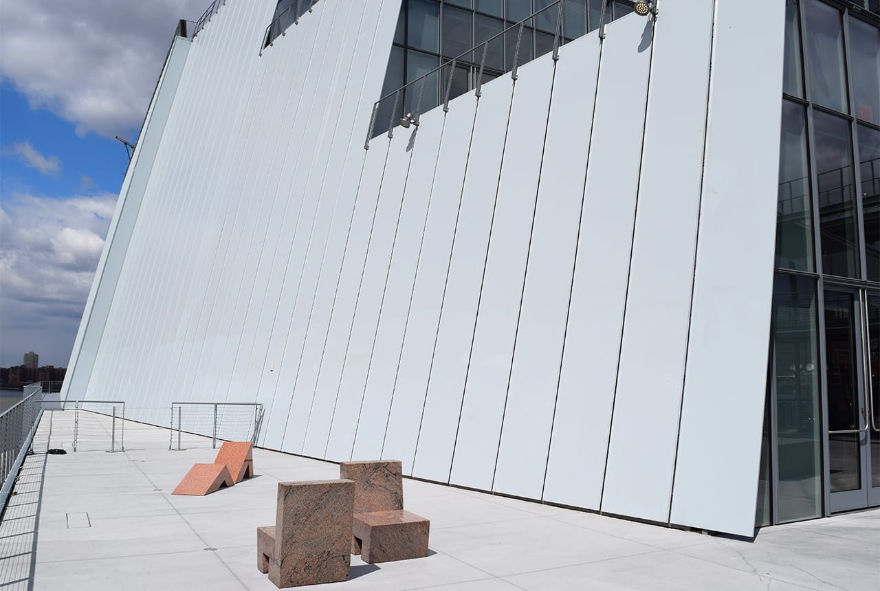 Works by Scott Burton on the sixth floor terrace