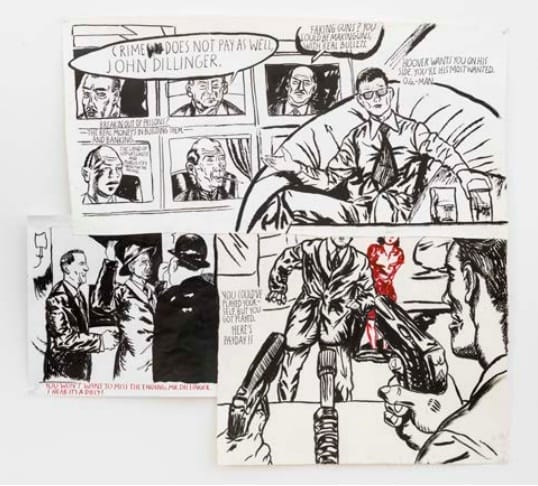 Raymond Pettibon, "No title (Crime does not)" 2015, Collage, ink, pen, and graphite on paper, 34 5/8 x 31 inches (via regenprojects.com)