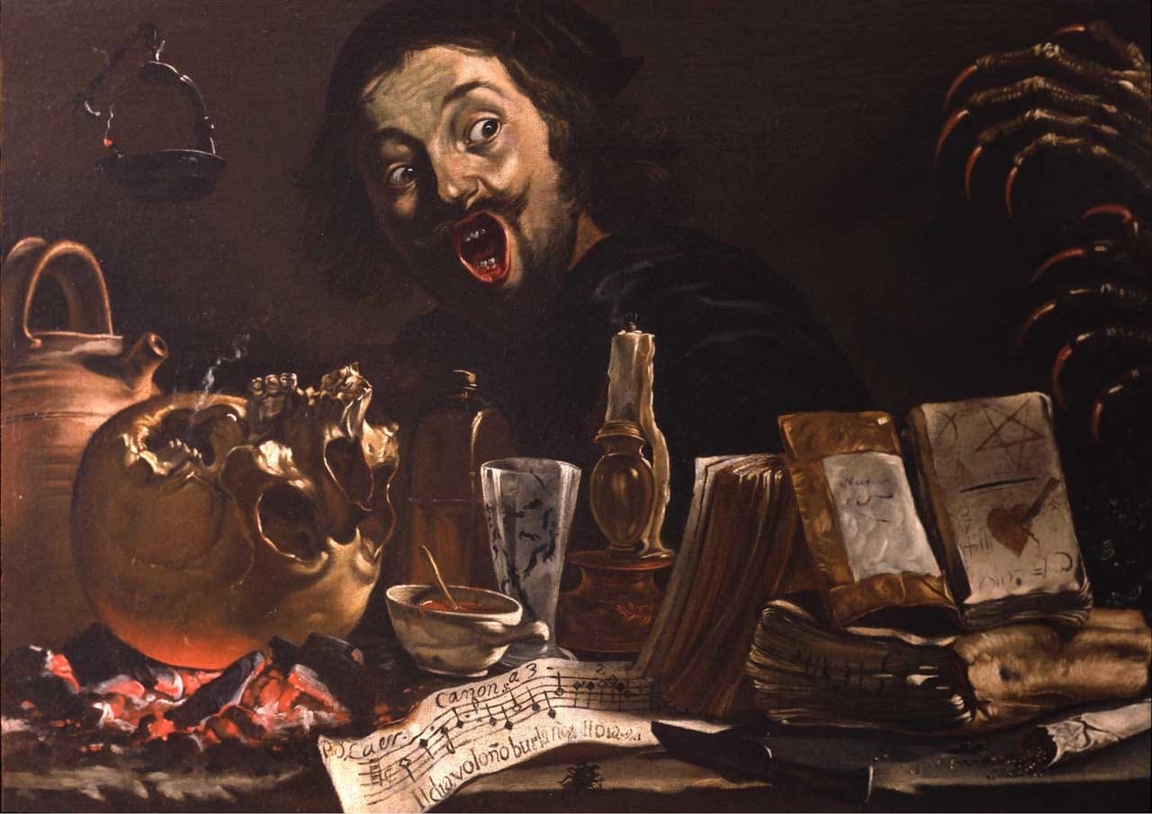 Pieter Boddingh van Laer, “Self-portrait in a Magic Scene” (circa 1638-1639) oil on canvas, 78,8 x 112,8 cm © Courtesy The Leiden Collection, New York.