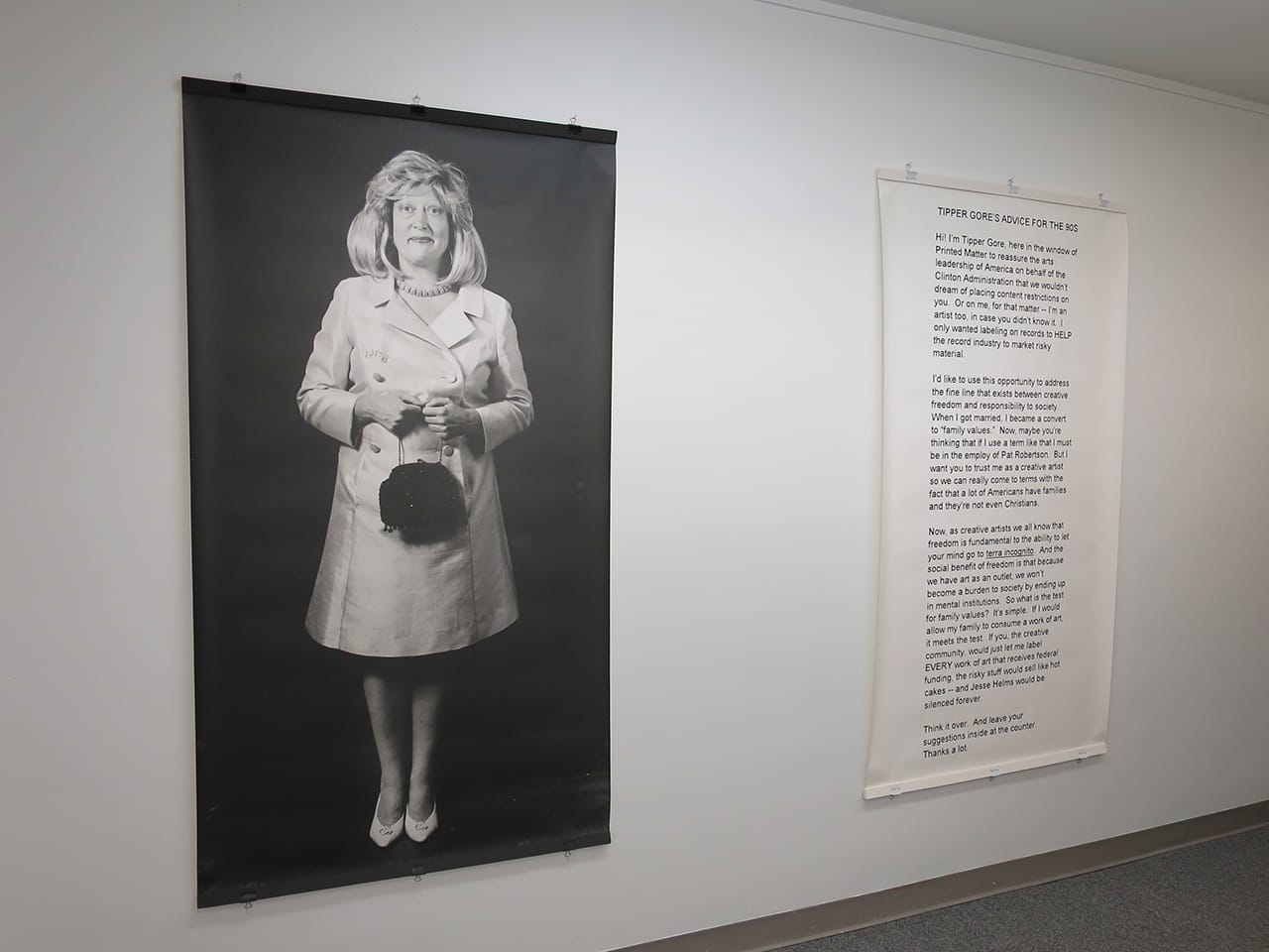 Martha Wilson, "Tipper Gore’s Advice for the 90s" (1994), photostat, 60 x 36 in each (© Martha Wilson, courtesy the artist and PPOW Gallery) (click to enlarge)