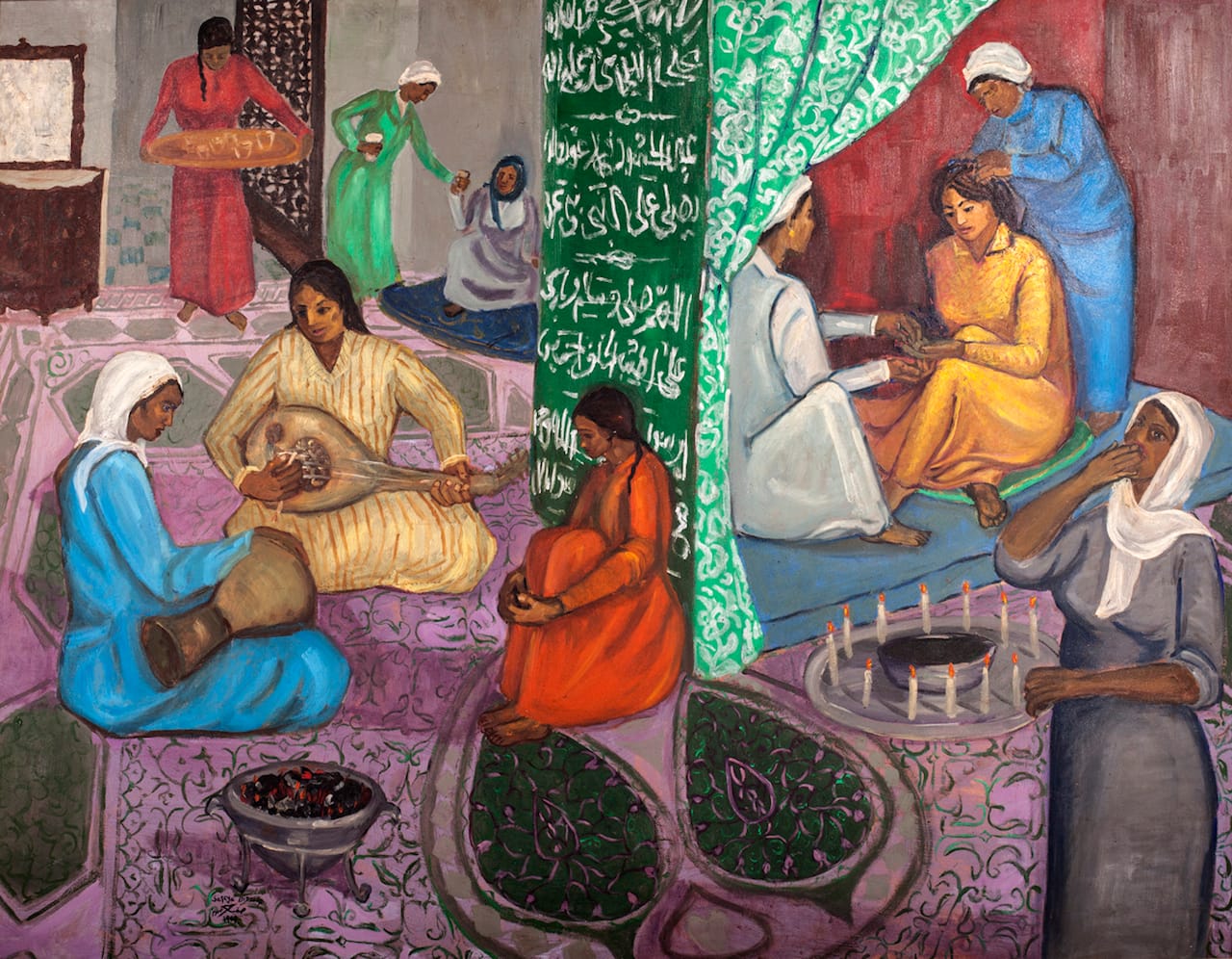 Safeya bin Zager, Al Henna, 1969, Oil on Canvas, 95 x 123 cm