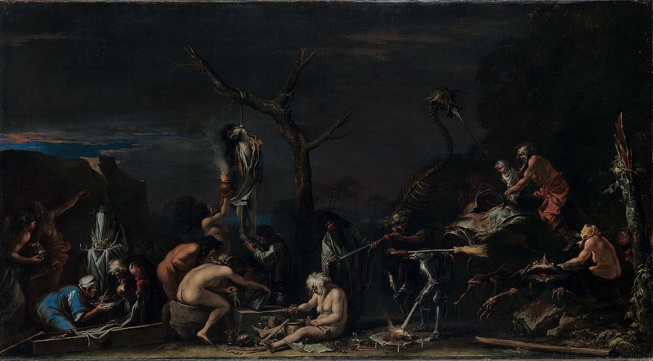 Salvator Rosa, “Witches at their Incantations” (1646) oil on canvas, 72.5 x 132.5 cm,The National Gallery London © The National Gallery, London. Bought, 1984
