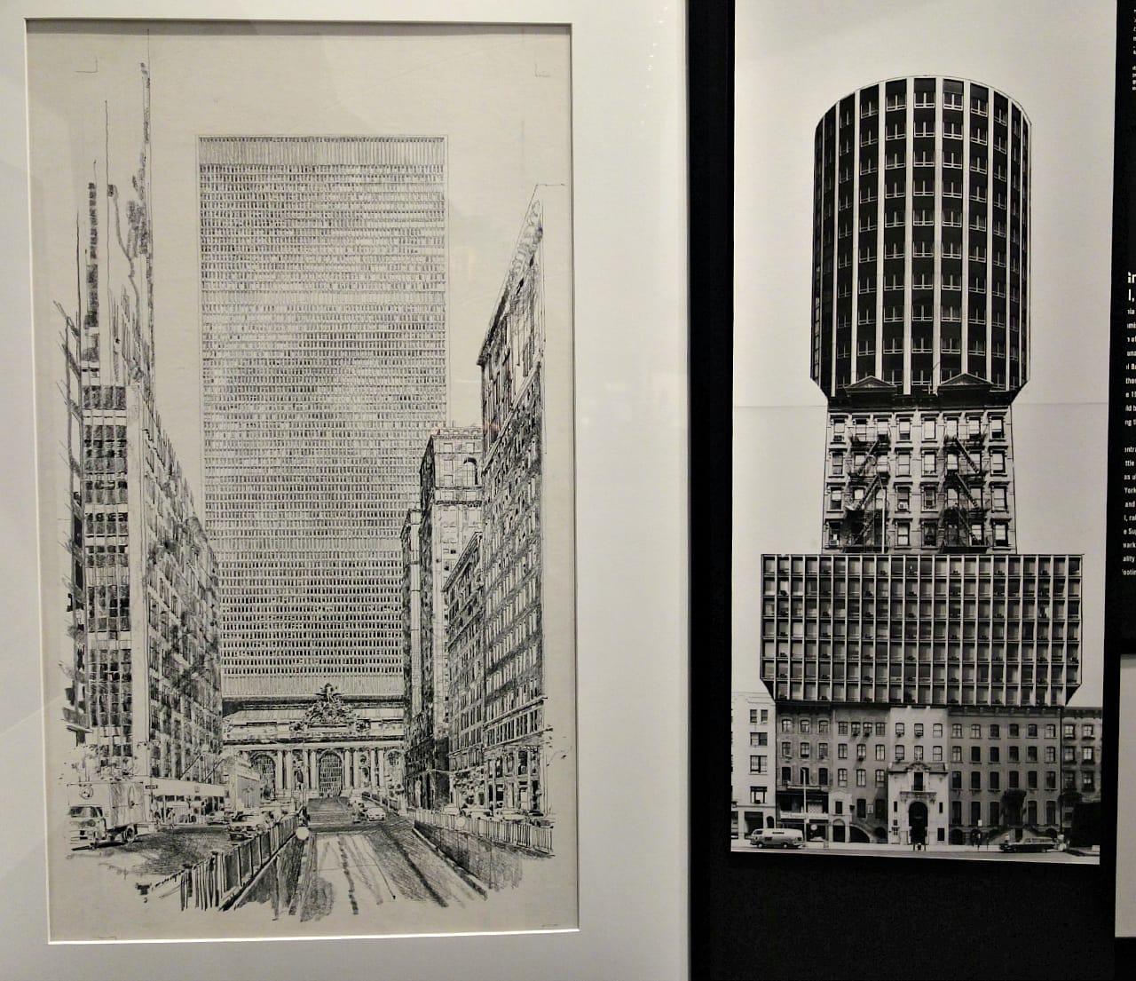 Proposed skyscraper by Marcel Breuer above Grand Central Terminal (1967-69); collage for the Village Voice by Harry Shunk and Janos Kender satirizing the urban mash-ups