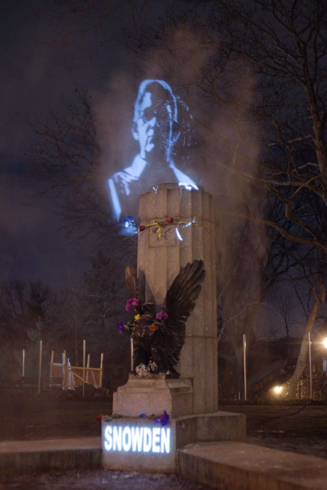 The Illuminator Art Collective's "The Ghost of Edward Snowden" intervention in Fort Greene Park (all photos by Kyle Depew, The Illuminator Art Collective)