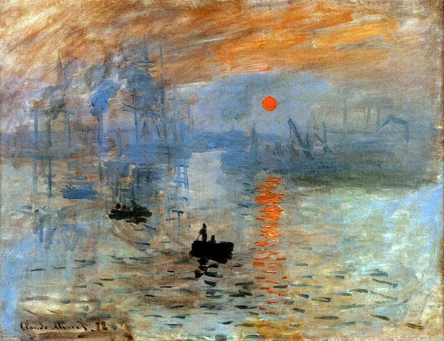Claude Monet, "Impression, soleil levant (sunrise)" (1872) (via Wikimedia)