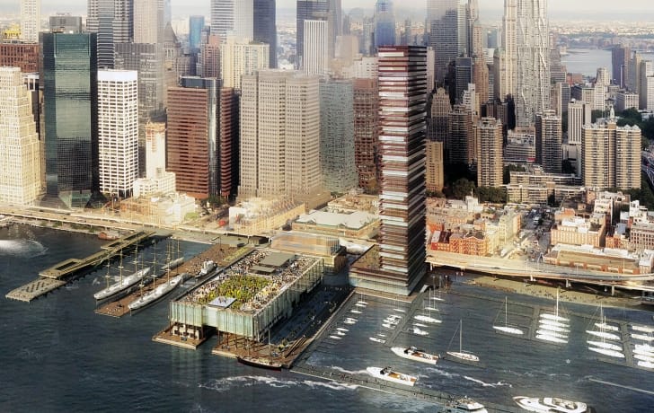 The original 650-foot Howard Hughes tower proposal (rendered by SHoP Architects)