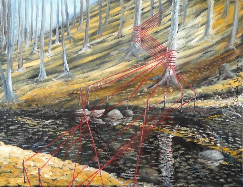 Painting by Angela Hedderick of Cumberland, Maryland, which followed Megan Mosholder's installation