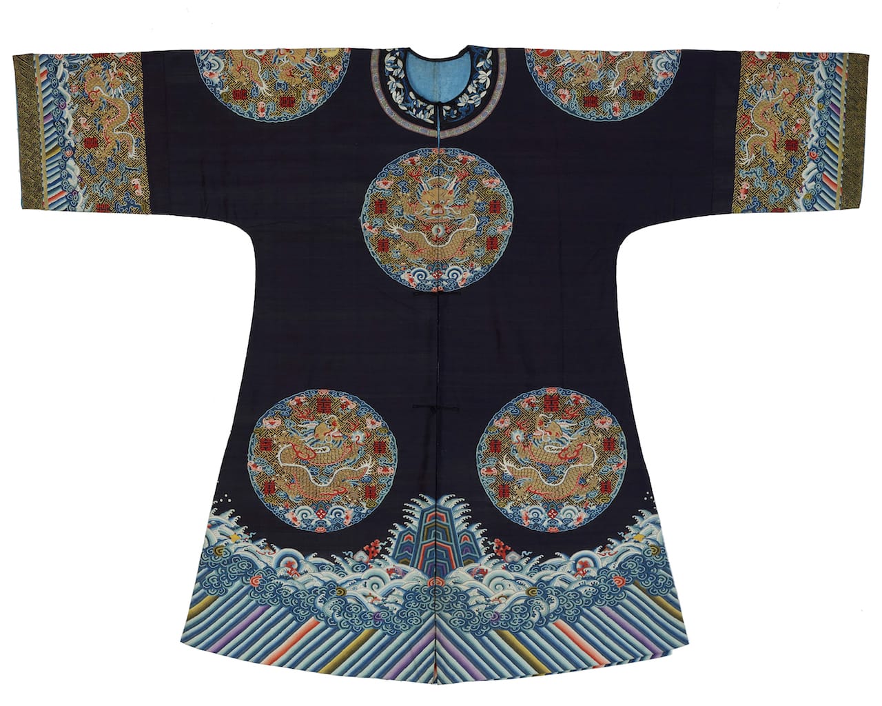 Empress Dowager’s surcoat, front, China, late 19th century, 46.9 x 63.9 in. (gift of The Florence Eddowes Morris Collection, Goucher College)