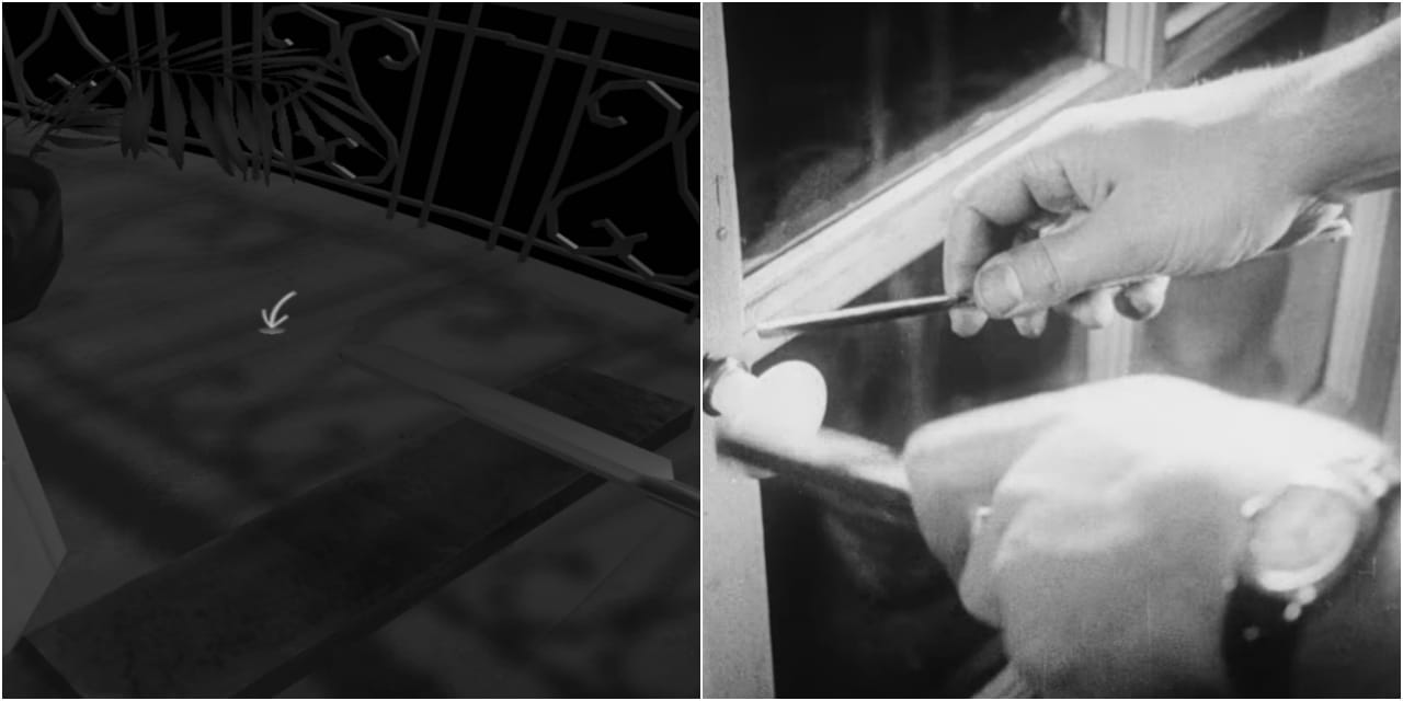 Scene from 'The Tender Cut'; still from 'Un Chien Andalou' (screenshots by the author for Hyperallergic)