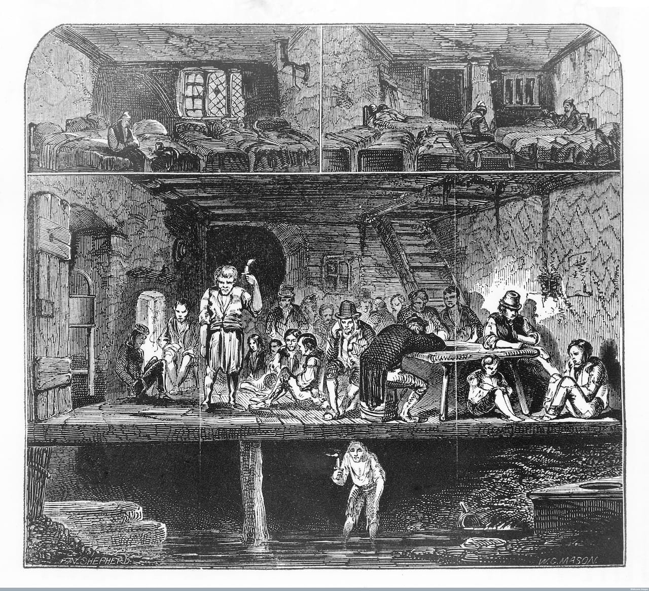 Lodging House in Field Lane from Sanitary Ramblings by Hector Gavin 1848.Wellcome Library London.jpg