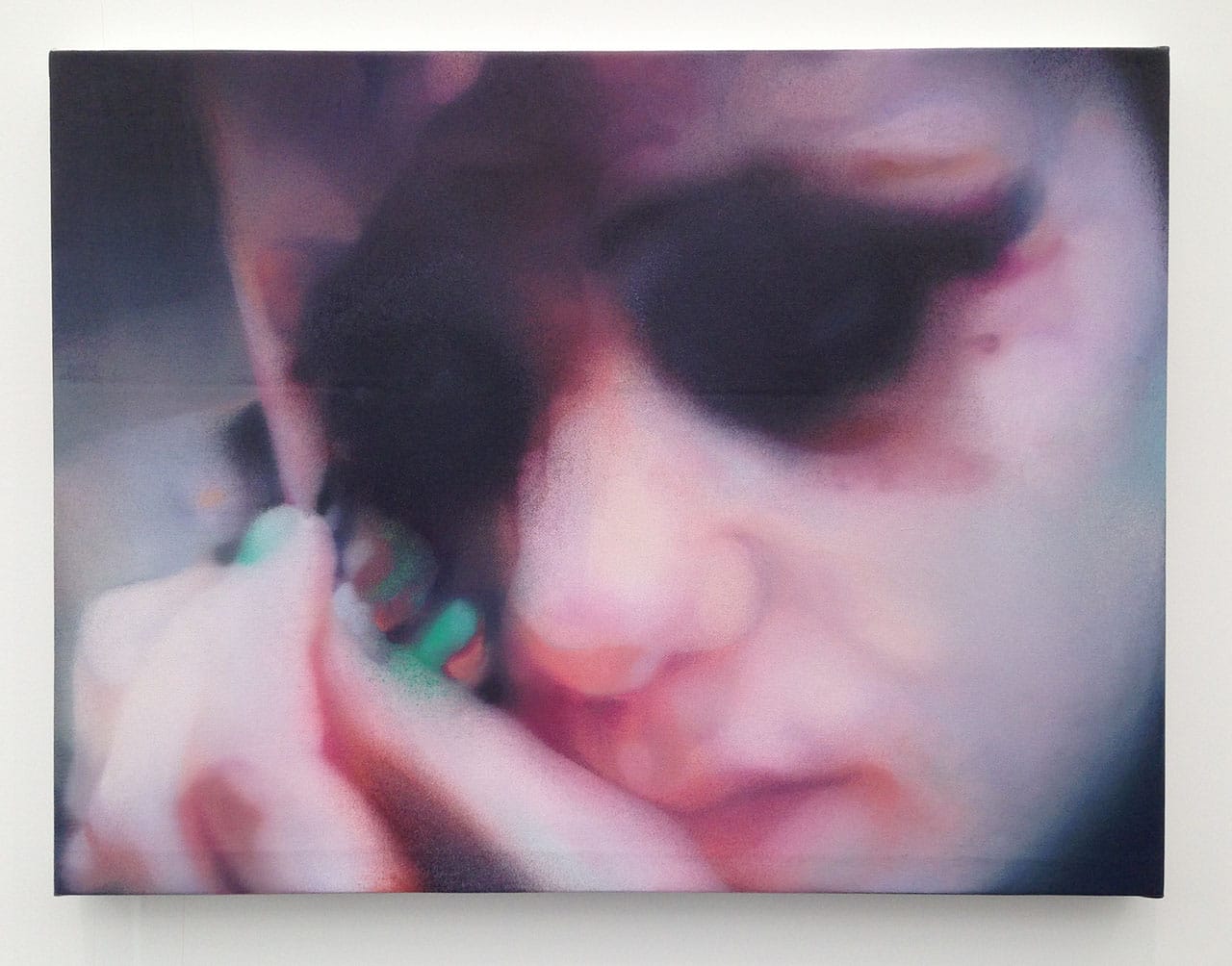 Johannes Kahrs, “OT (green fingernails)” (2015), oil on canvas, 44.4 x 48.2 cm at Zeno X Gallery