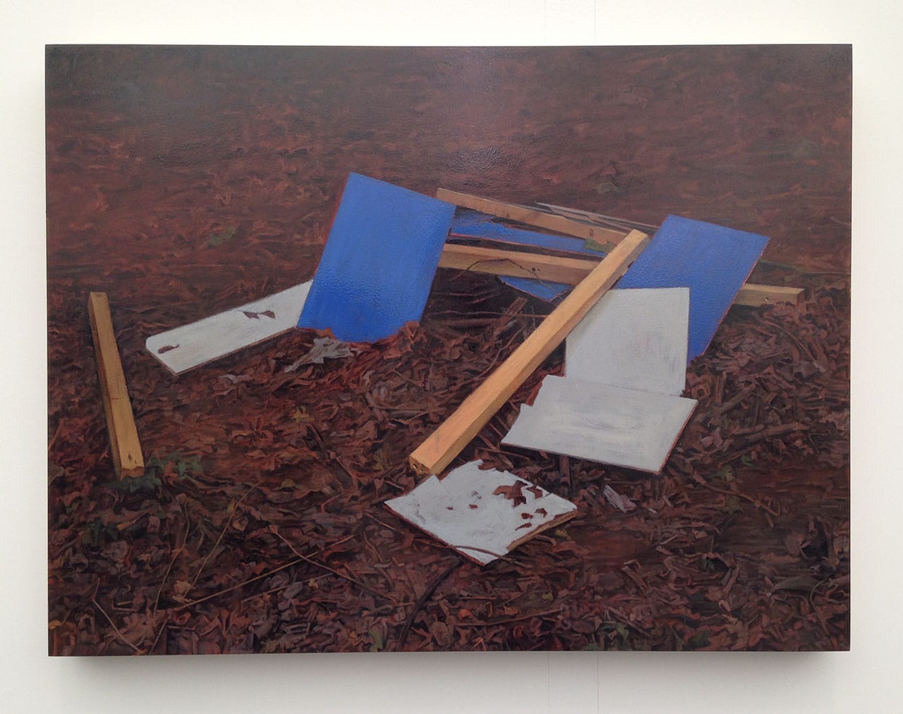 George Shaw, “She Had an Horror of Rooms” (2014–15), Humbrol enamel on board, 56 x 74.5 cm at Wilkinson Gallery