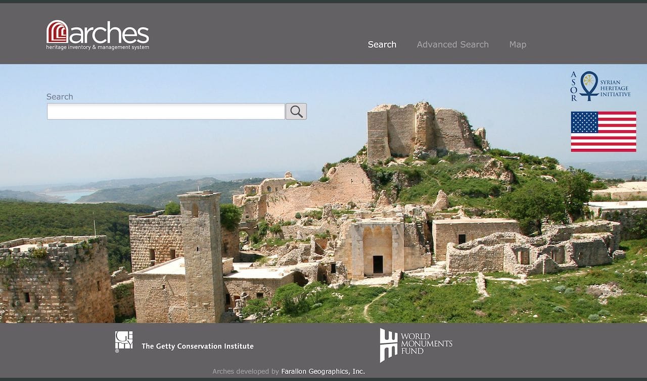 ASOR homepage for Arches (courtesy WMF)