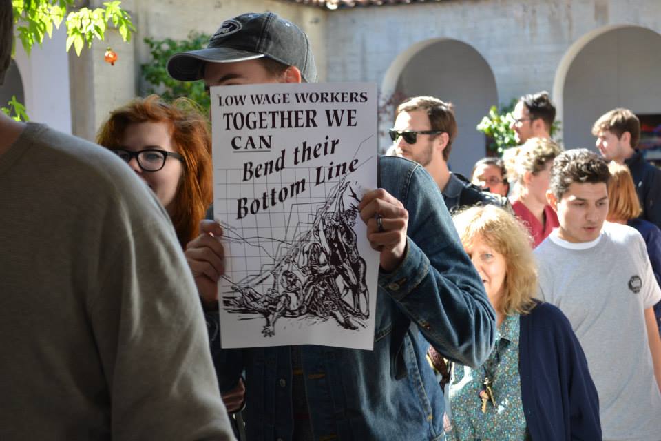 Protesters at the San Francisco Art Institute on National Adjunct Walkout Day, February 25 (photo courtesy Adjunct Action Bay Area, via Facebook)