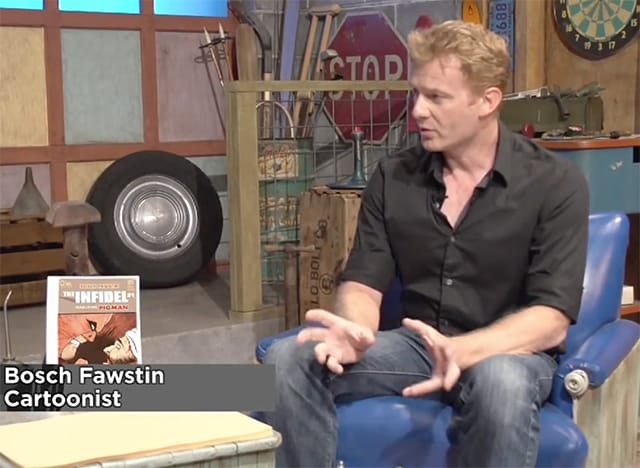 Bosch Fawstin being interviewed by The Flipside last year (via The Flipside's YouTube channel)