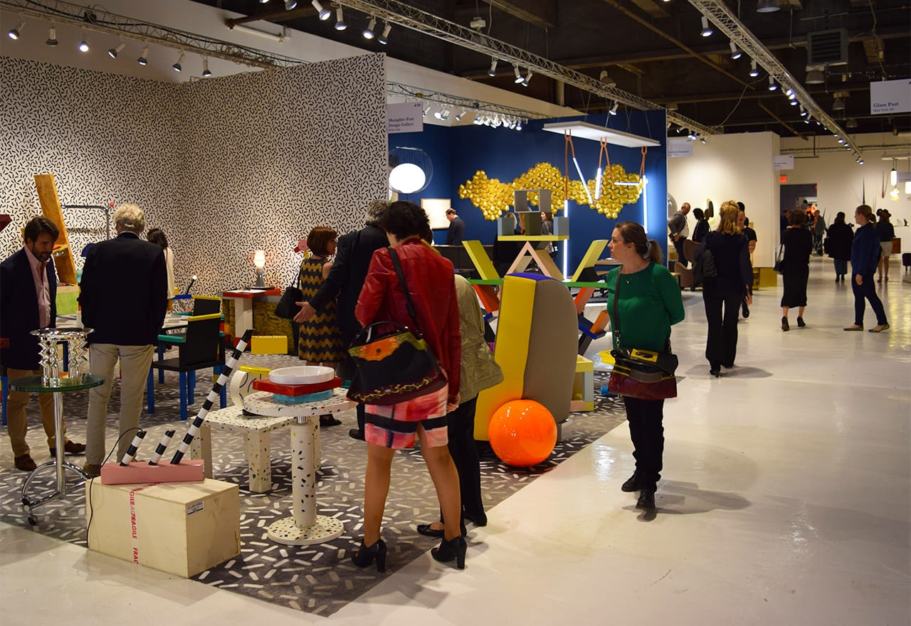 Visitors in the Memphis-Post Design Gallery booth at Collective Design