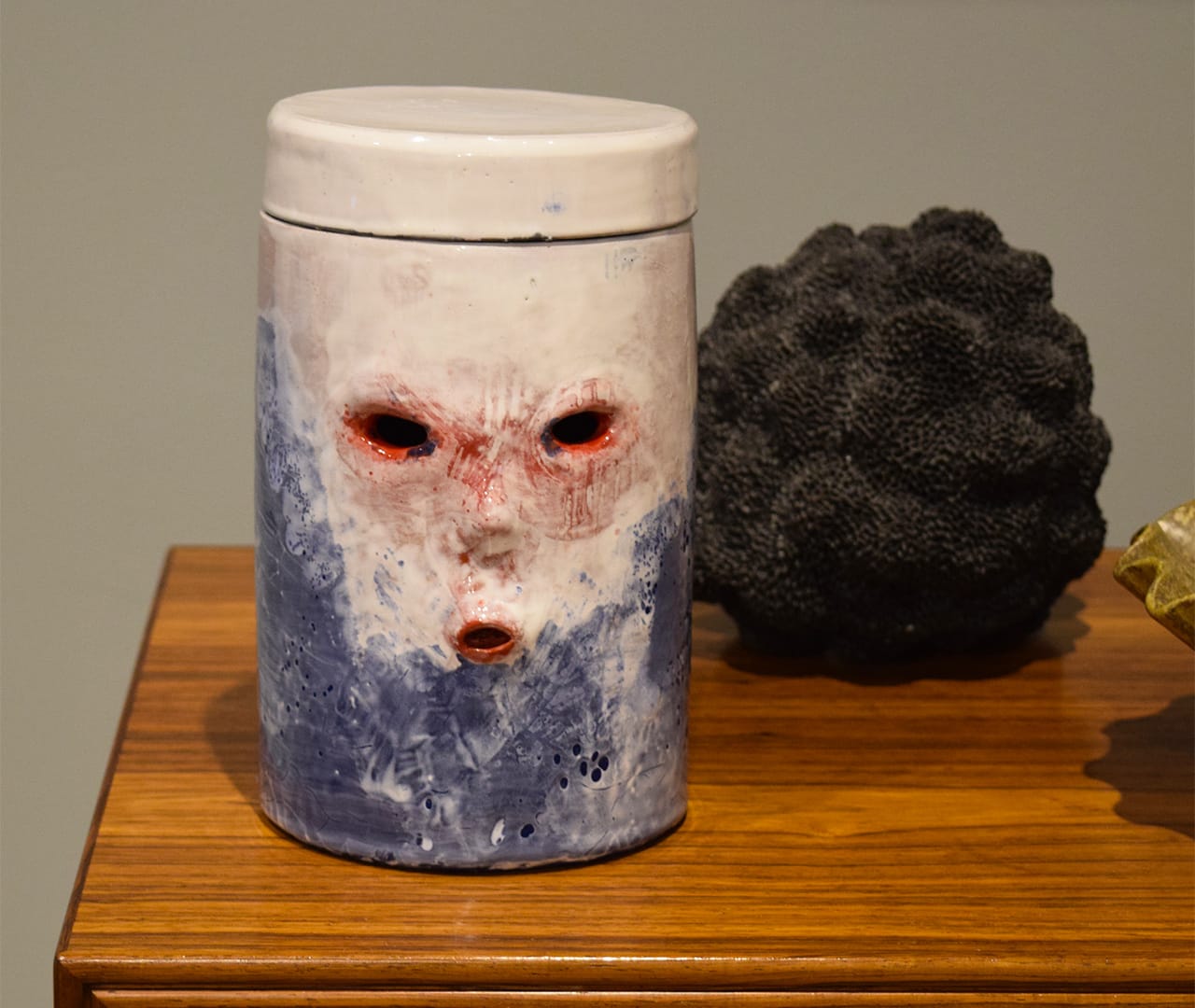 A ceramic container by Catherine Raben Davidson in the Vance Trimble booth at Collective Design