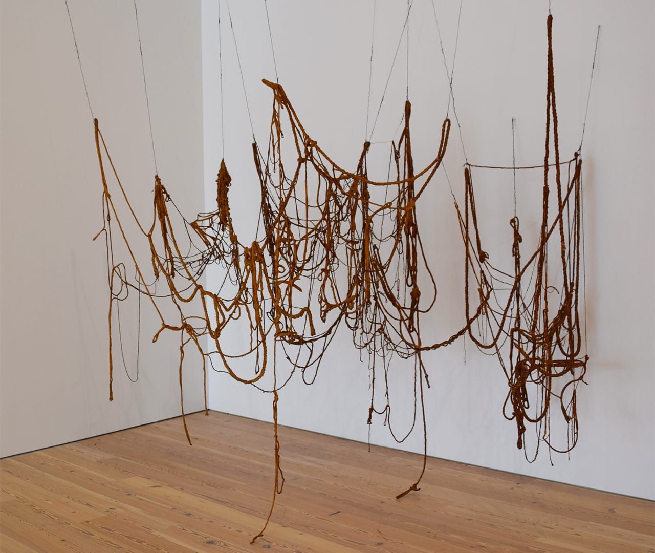Eva Hesse, no title (1969–70), latex, rope, string, and wire, at the Whitney Museum (photo by the author for Hyperallergic)